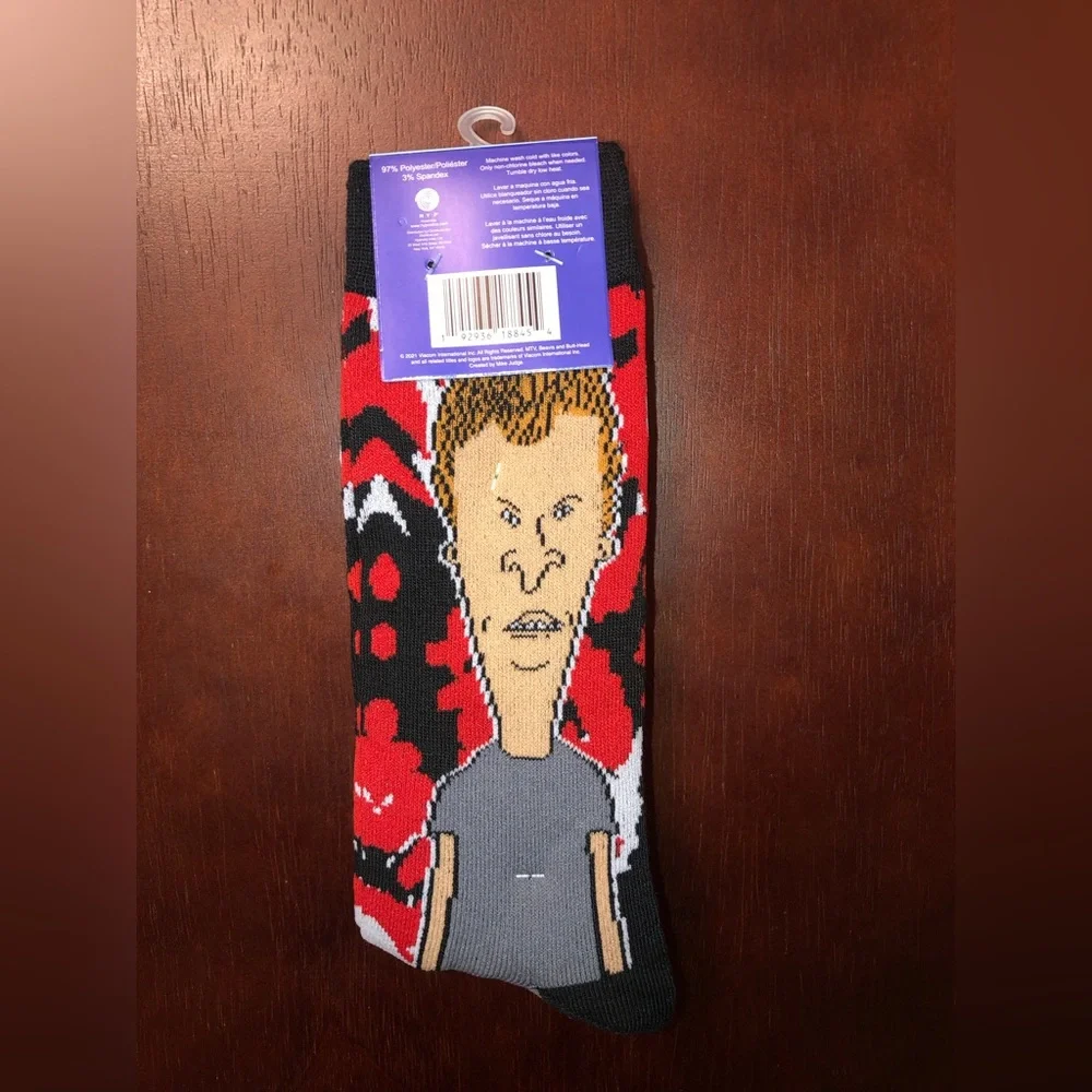 BEAVIS AND BUTT-HEAD NOVELTY CREW SOCKS NWT MEN’S SHOE SIZE 6-12